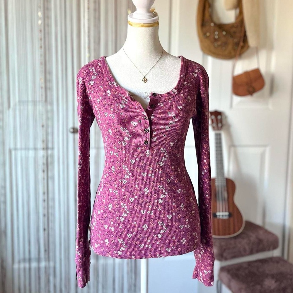 lucky brand floral henley top